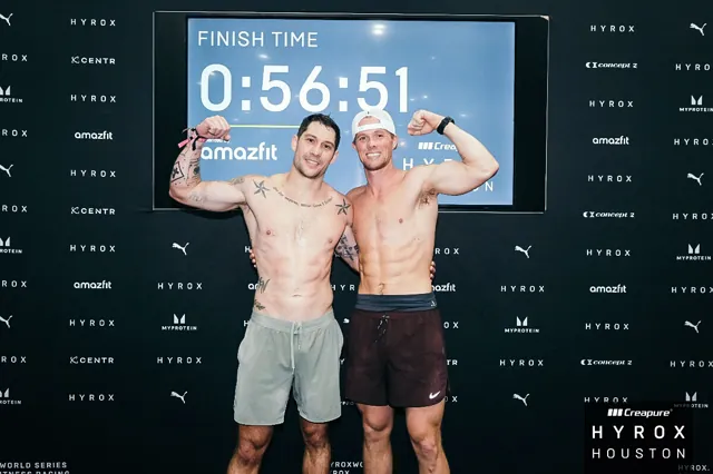 Talon Smith and partner after a 56:51 doubles finish at HYROX Houston